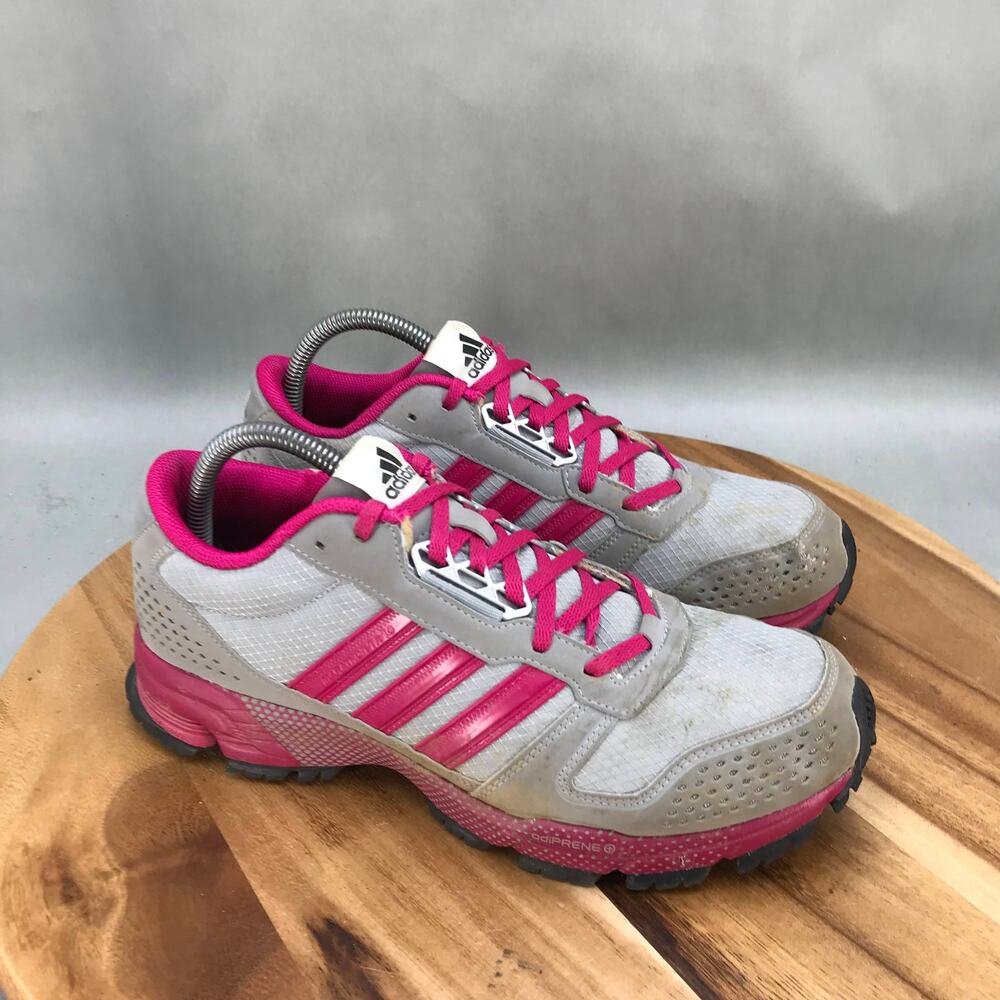 Adidas Adiprene Plus Trail Running Shoes Womens 9.5 Gray Pink Lace Up Low Top‎
